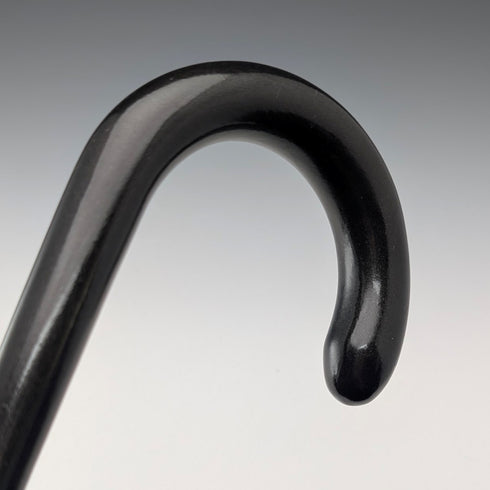 1920s-30s British vintage black shaft curved handle sterling silver decorated walking stick 78cm